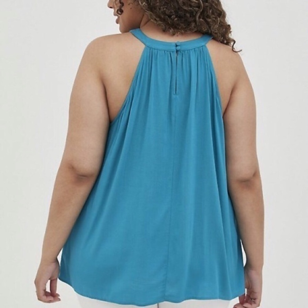 Teal Crochet Halter Tank Top - Picture 4 of 11
